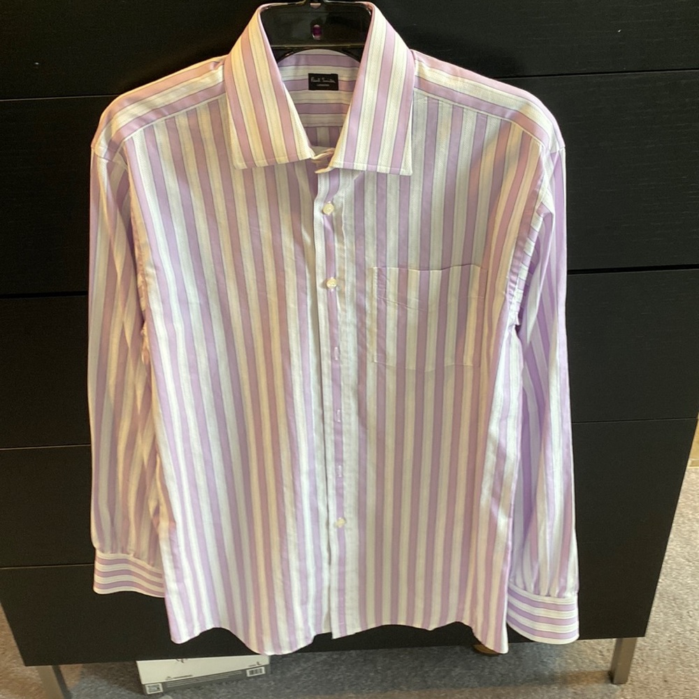 Men’s Paul Smith Lavender/White Striped Dress Shirt - Size 39 Neck 15.5
